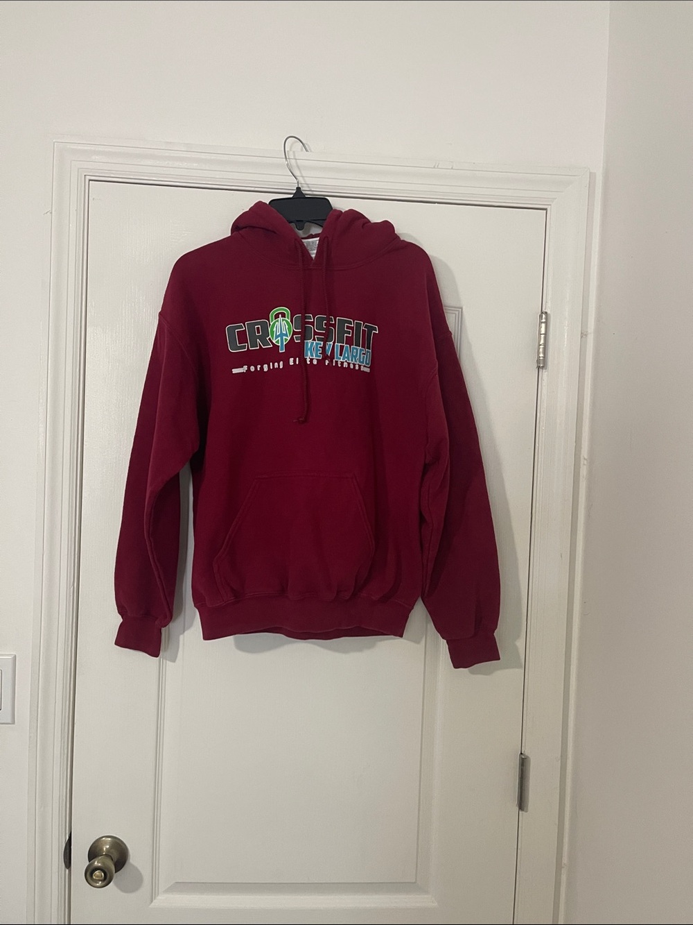 Gildan Burgundy Zip-Up Hoodie with CrossFit Graphic